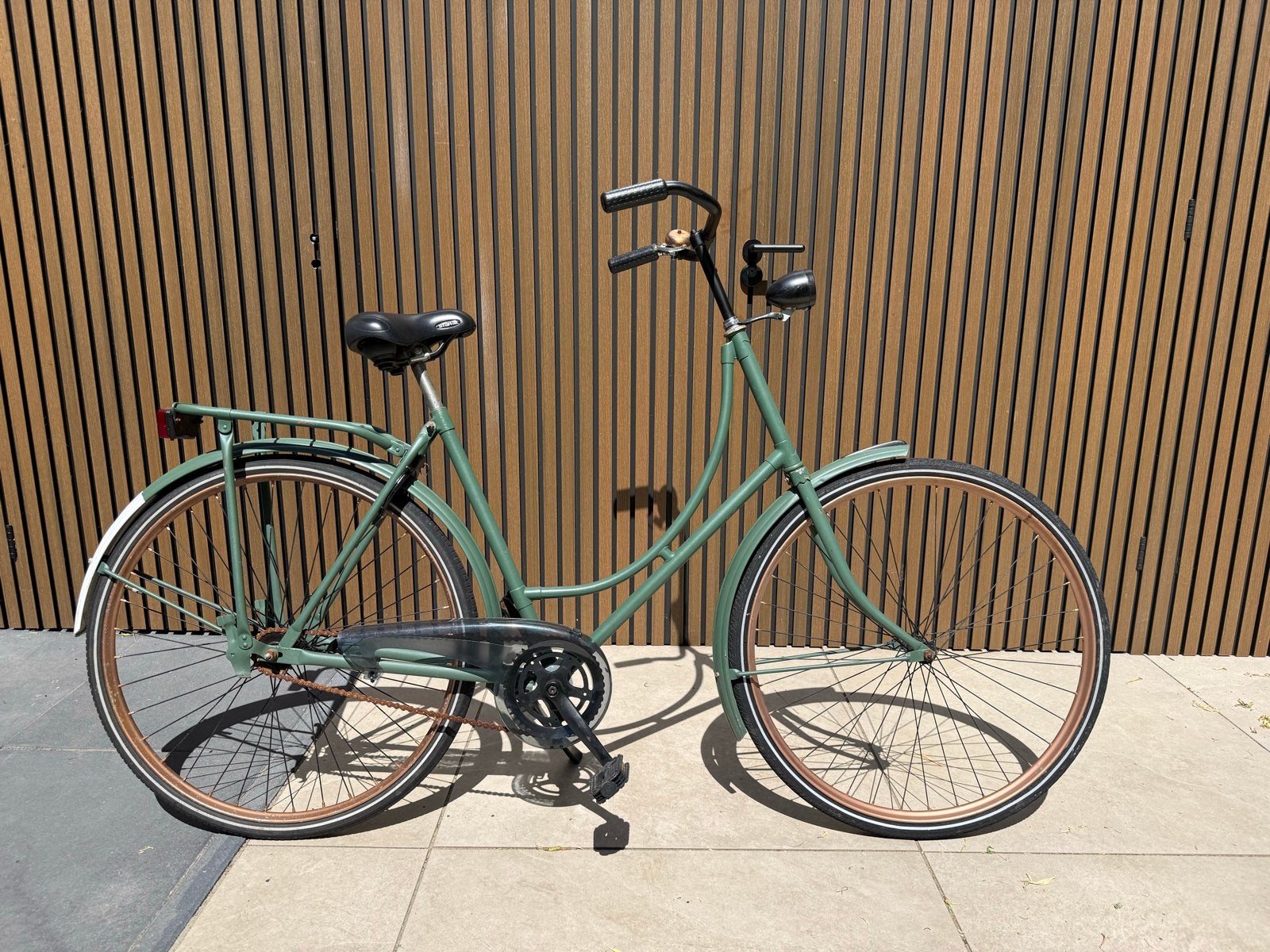 Nette omafiets - Groen / Rose 57 cm, 56 cm of meer, Ophalen, Gebruikt, Terugtraprem