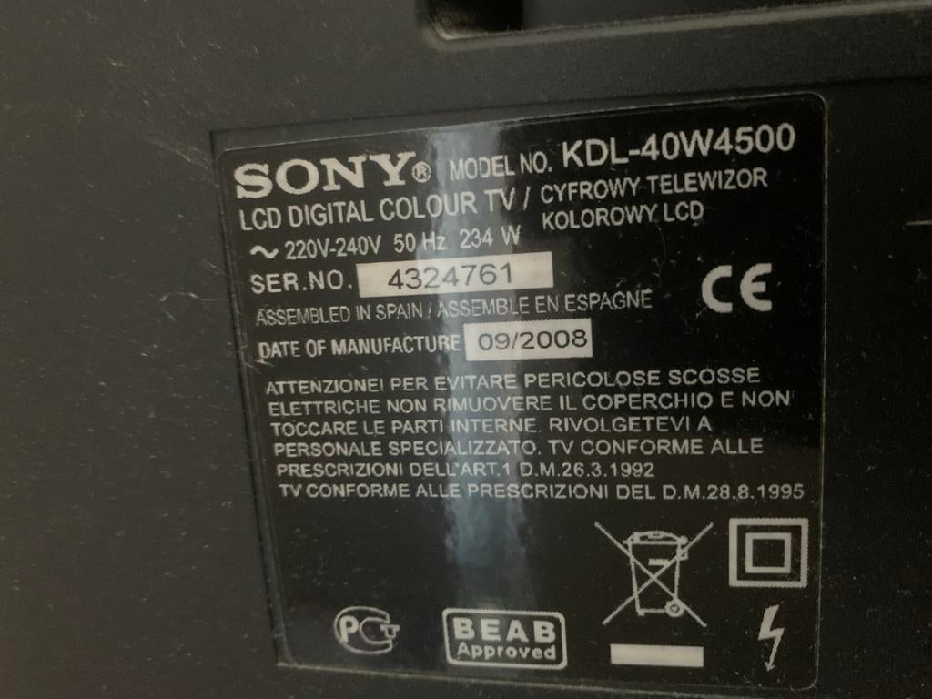 Sony Bravia KDL-40W4500 40 inch LCD TV, Ophalen, Gebruikt, 50 Hz, LCD