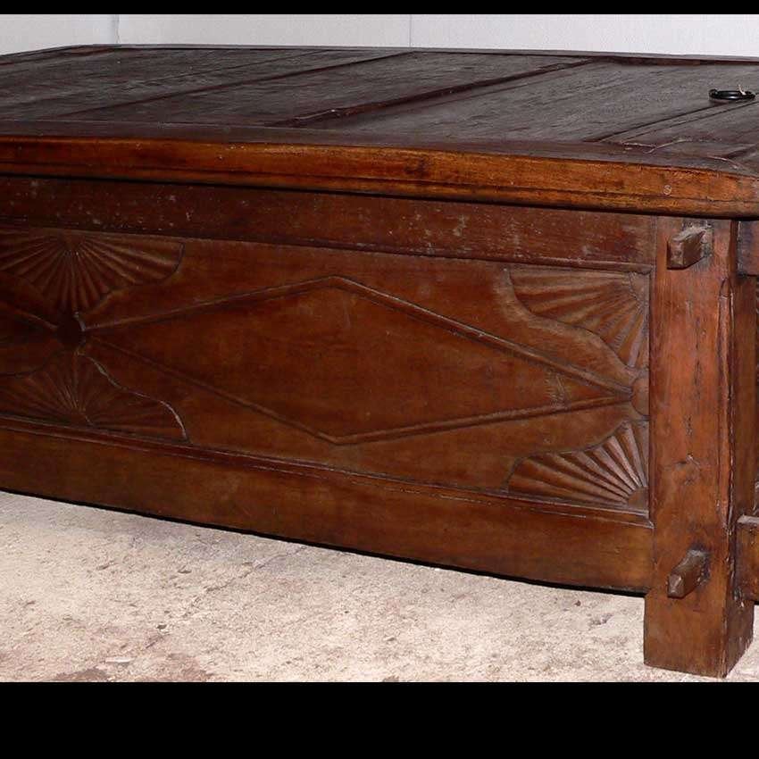Unieke salontafel oude rijst kist uit Indonesie KI7 tafel, Ophalen of Verzenden