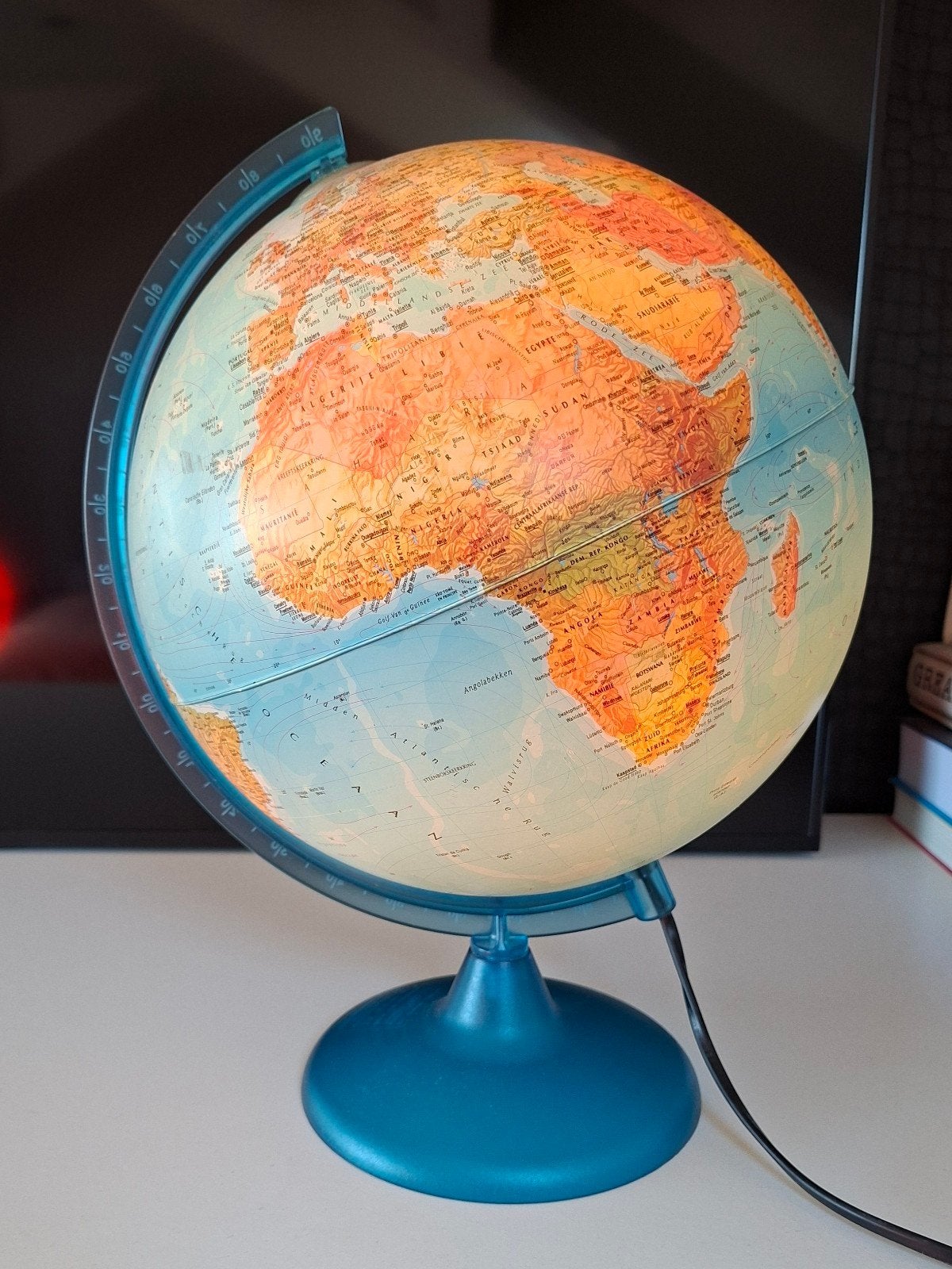 Verlichte wereldbol van Tecnodidattica, Made in Italy, Gebruikt, Kunststof, Fysische wereldbol, Verlicht