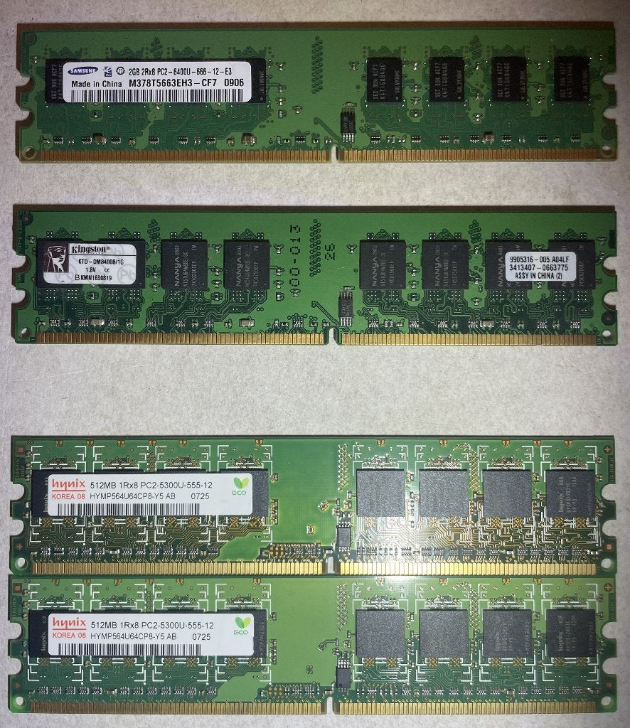 4x DDR2 RAM zie beschrijving, Computers en Software, RAM geheugen, Gebruikt, Desktop, 2 GB, DDR2, Ophalen of Verzenden