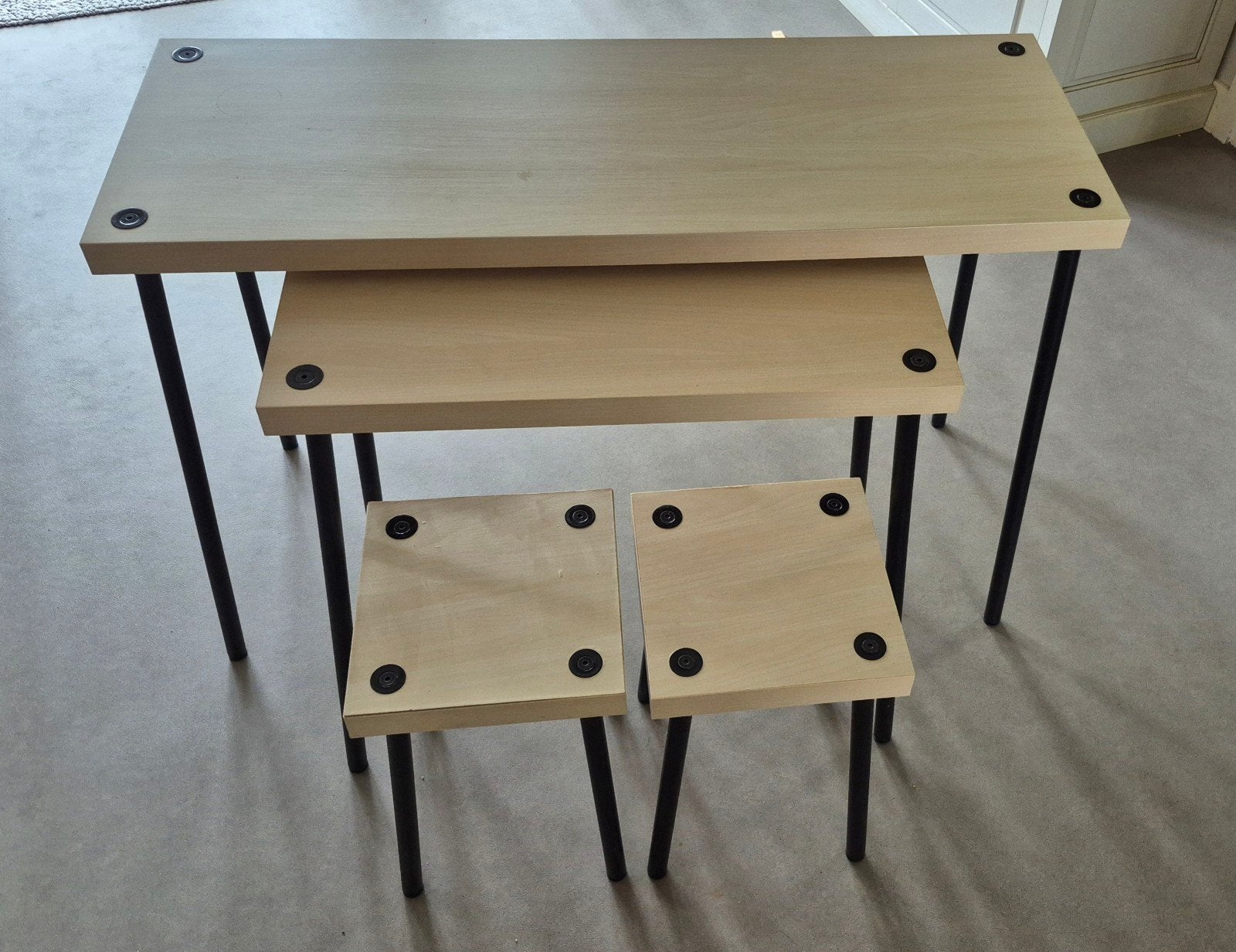 Ikea Fridnas nesttafel, Gebruikt, Modern, Industrieel, 75 cm of meer, Rechthoekig