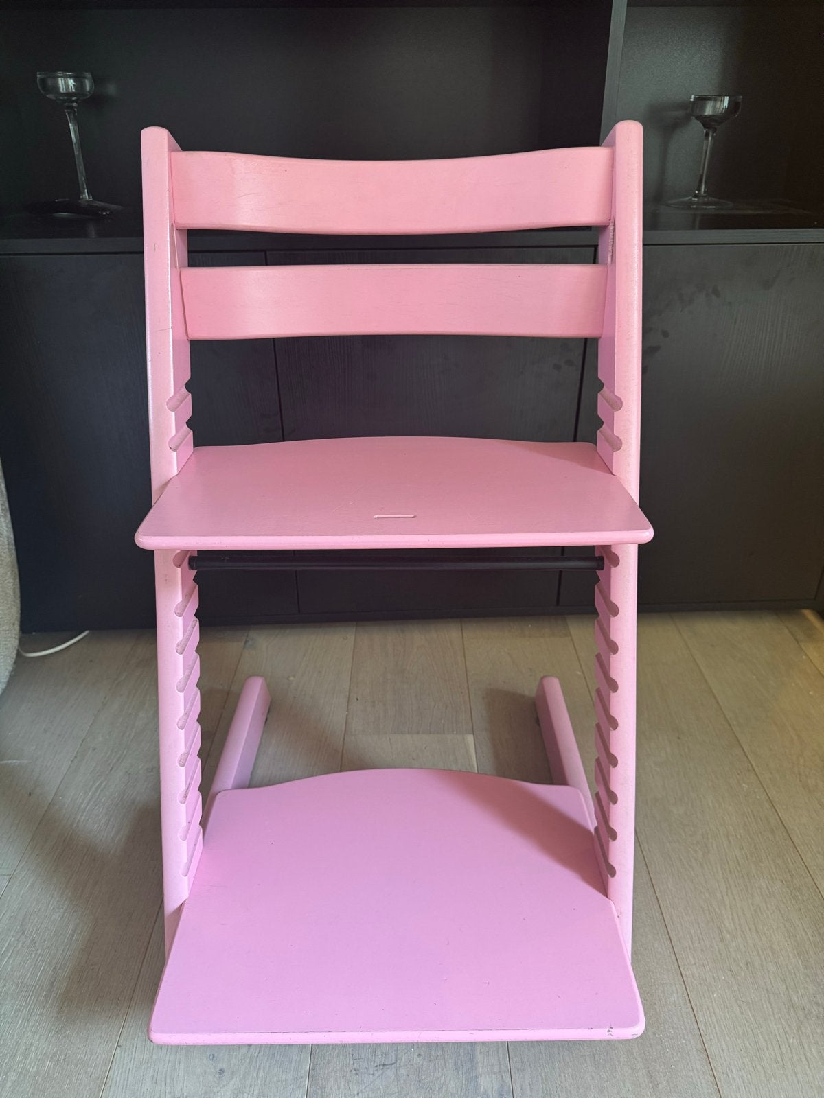 Stokke Tripp Trapp kinderstoel  + babyset - Roze, Kinderen en Baby's, Kinderstoelen, Ophalen, Gebruikt, Meegroeistoel, Aanschuifbaar