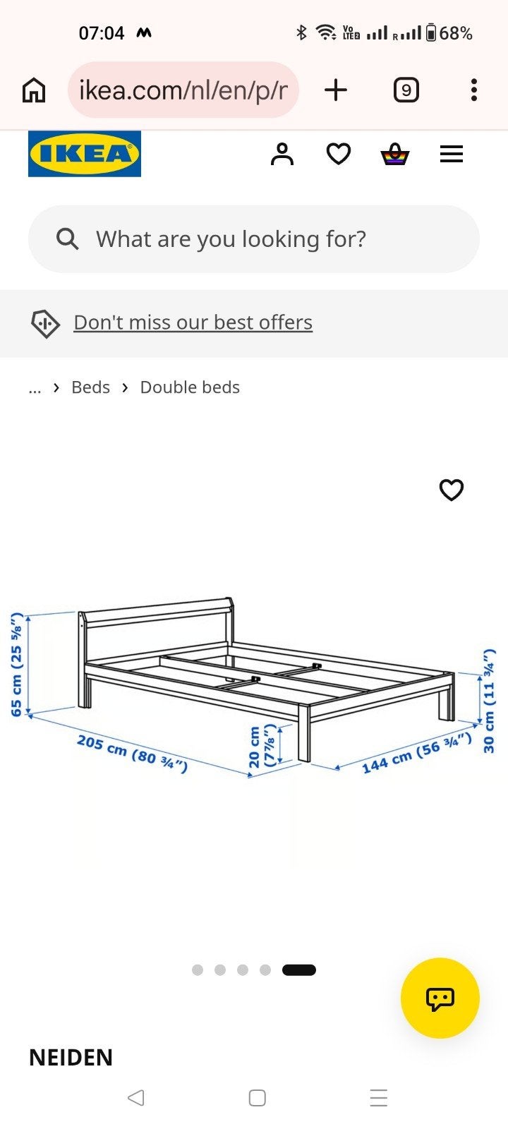 Ikea Neiden bed 140x200 met matras - Goede staat, Ophalen, Gebruikt, Wit, Tweepersoons