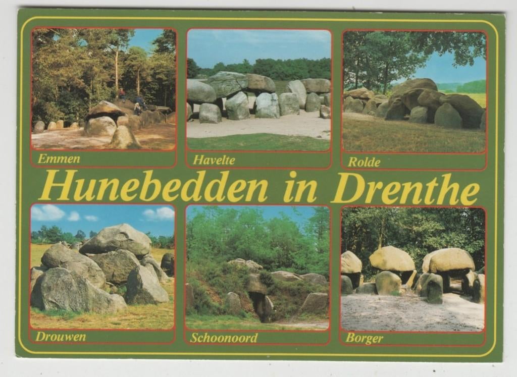 Hunebed Emmen Havelte Rolde Drouwen Schoonoord Borger, Verzamelen, Ansichtkaarten | Nederland, Verzenden, 1980 tot heden, Gelopen