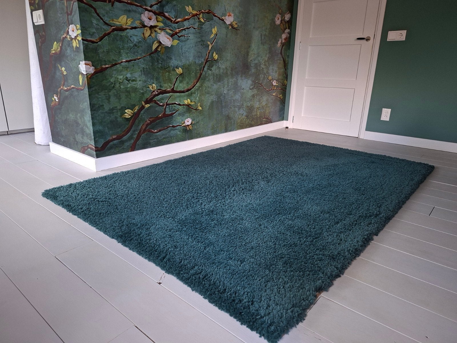 ZGAN hoogpolig vloerkleed diepgroen 160 x 230, Ophalen, 150 tot 200 cm, 200 cm of meer, Zo goed als nieuw