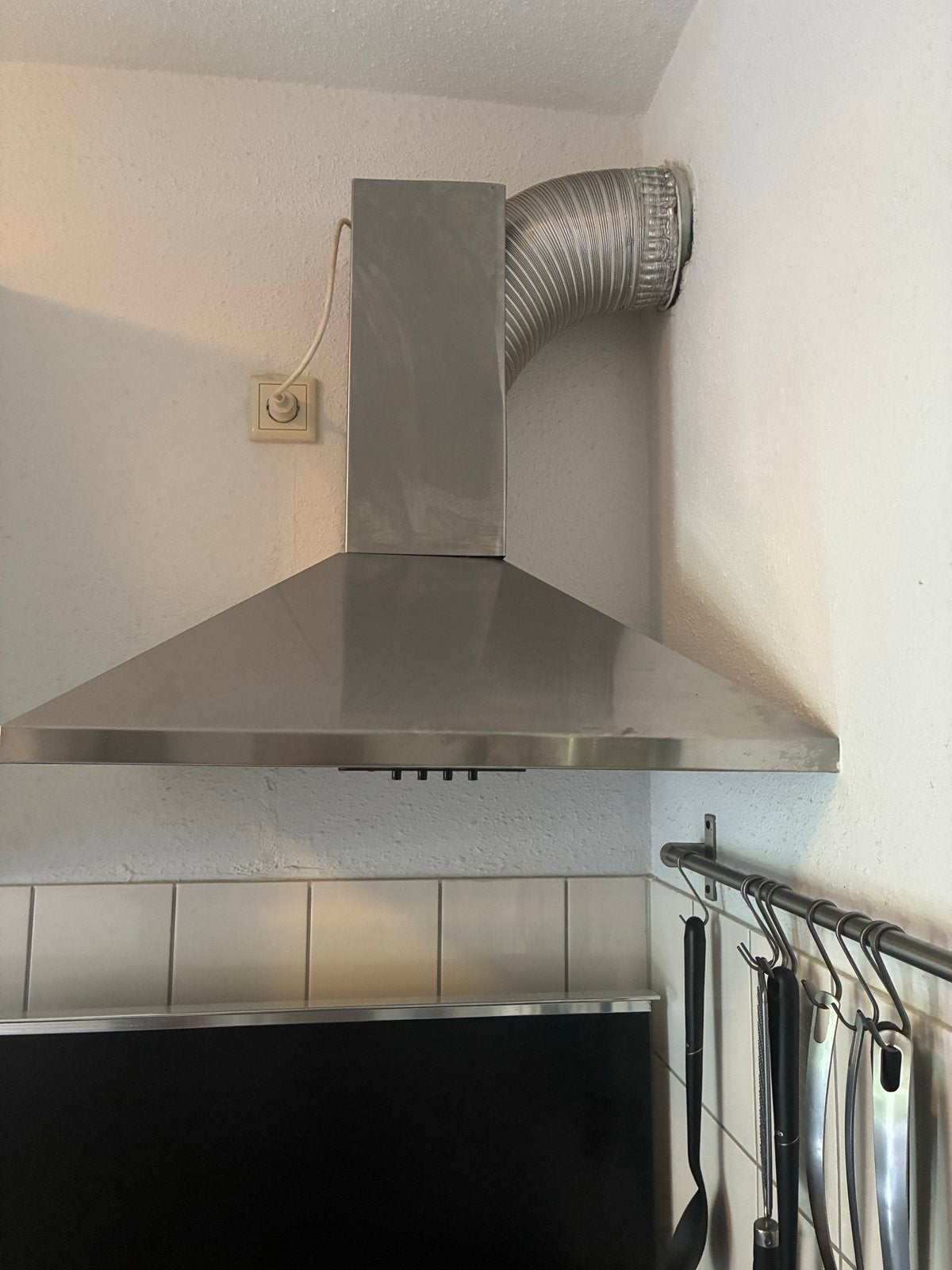 RVS Afzuigkap 60cm breed, 47cm diep, 62cm hoog, Ophalen, Gebruikt, Wandschouwkap, Vrijstaand