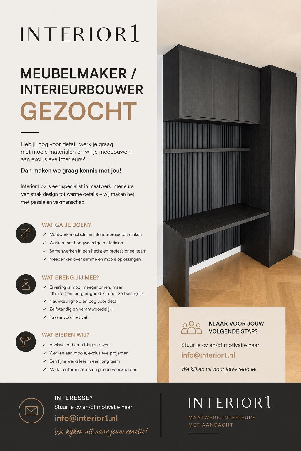 Gezocht interieurbouwer/meubelmaker