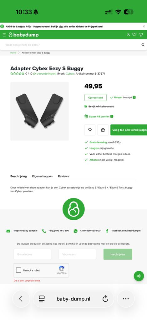 Cybex Eezy S Buggy Adapters - Zo goed als nieuw, Ophalen of Verzenden, Zo goed als nieuw