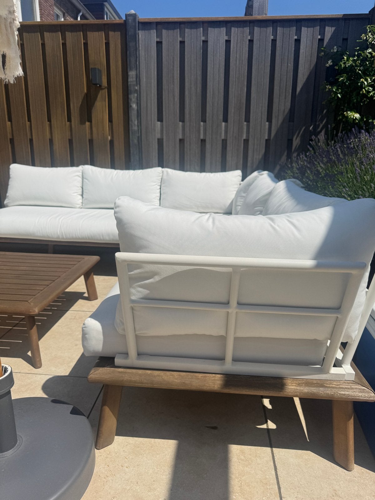 Loungeset van Eucalyptus hout, Ophalen of Verzenden, Zo goed als nieuw, Hout
