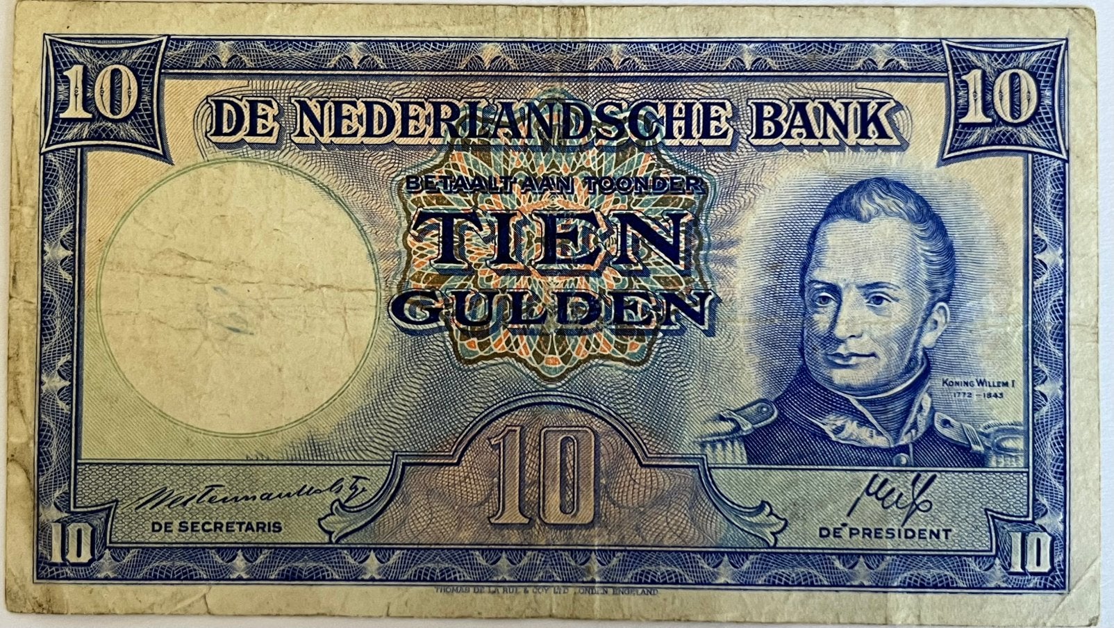 Tien gulden 1945, Postzegels en Munten, Bankbiljetten | Nederland, Ophalen of Verzenden, 10 gulden, Los biljet