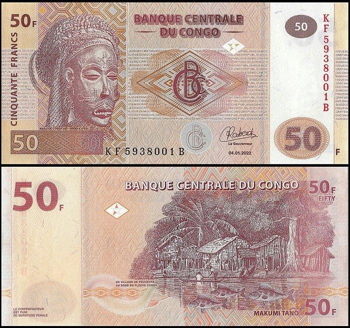 Congo 2020/2022, 4 nieuwe opvolgende bankbiljetten (UNC), Verzenden, Overige landen, Setje