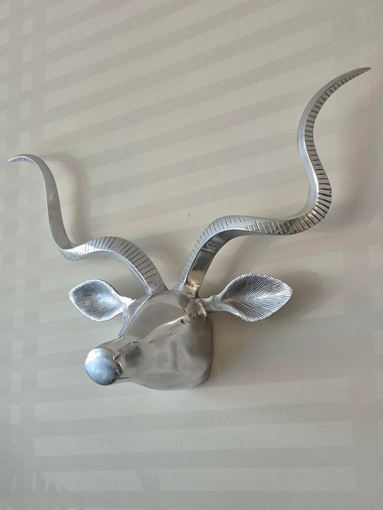 Zware metalen hertenkop met gewei - 60x38cm, Ophalen, Gebruikt, Metaal, Industrieel