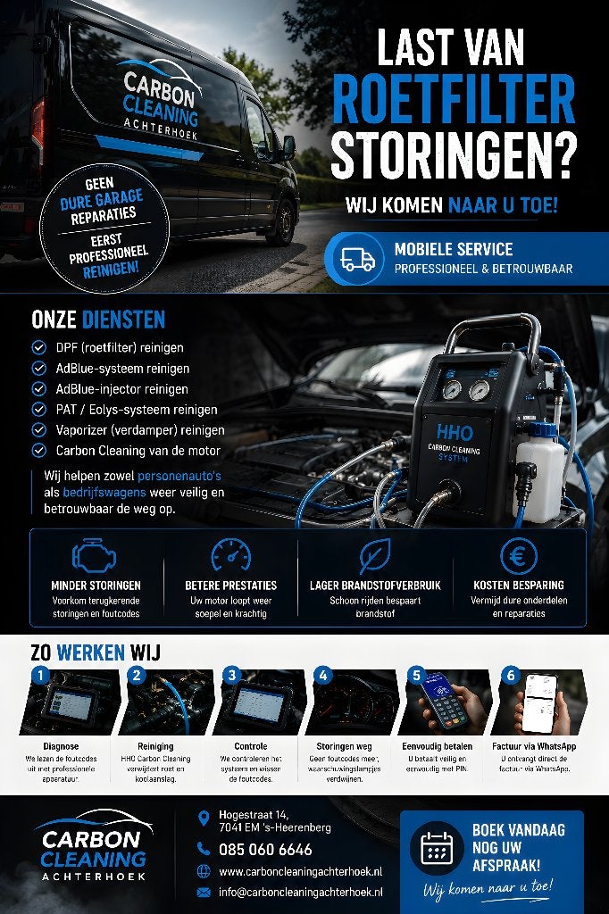 Heeft uw auto een roetfilter probleem/APK/Vermogensverlies?, Mobiele service, Overige werkzaamheden