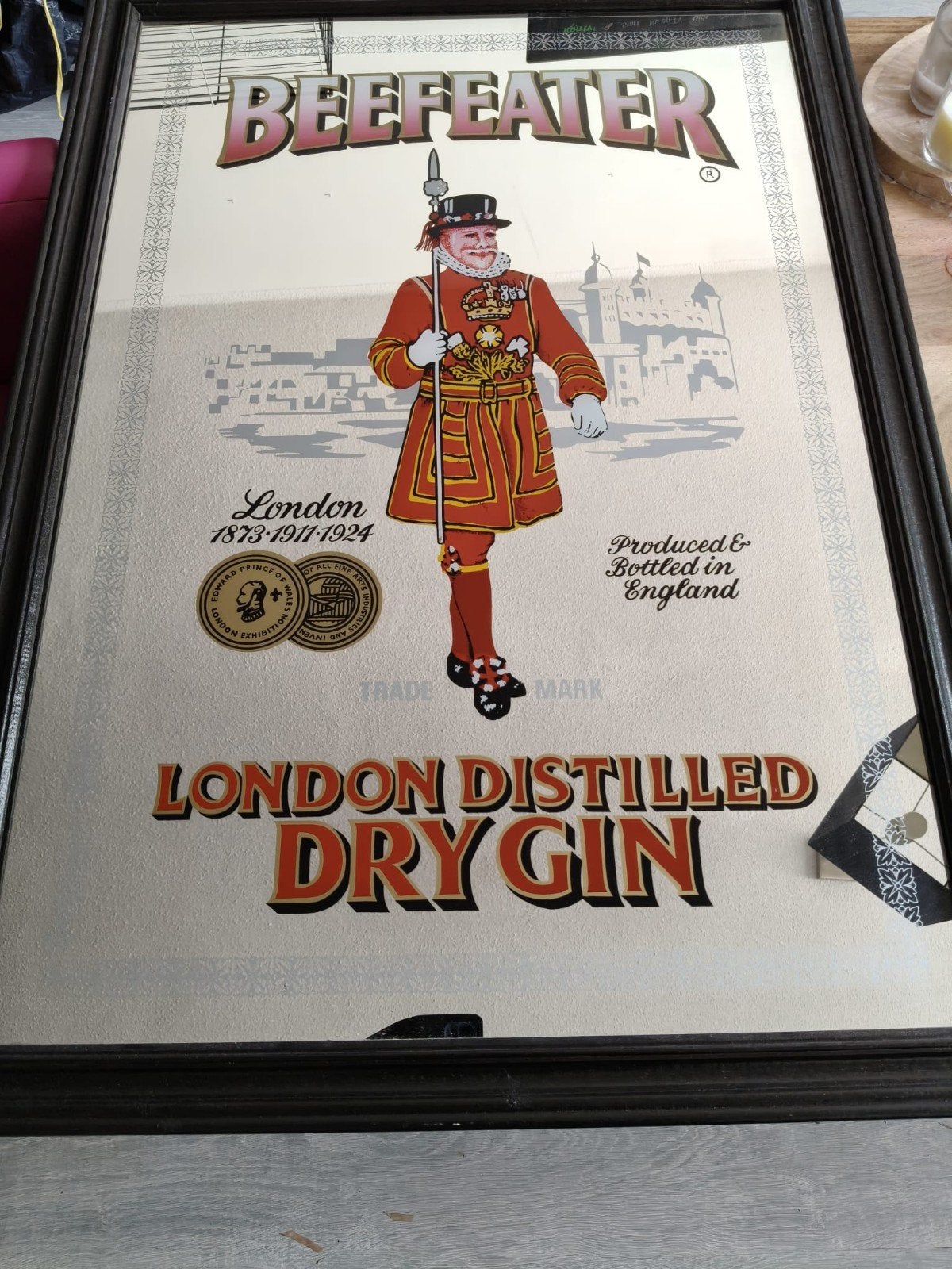 Beefeater spiegel, Ophalen, Zo goed als nieuw, Minder dan 100 cm, Rechthoekig