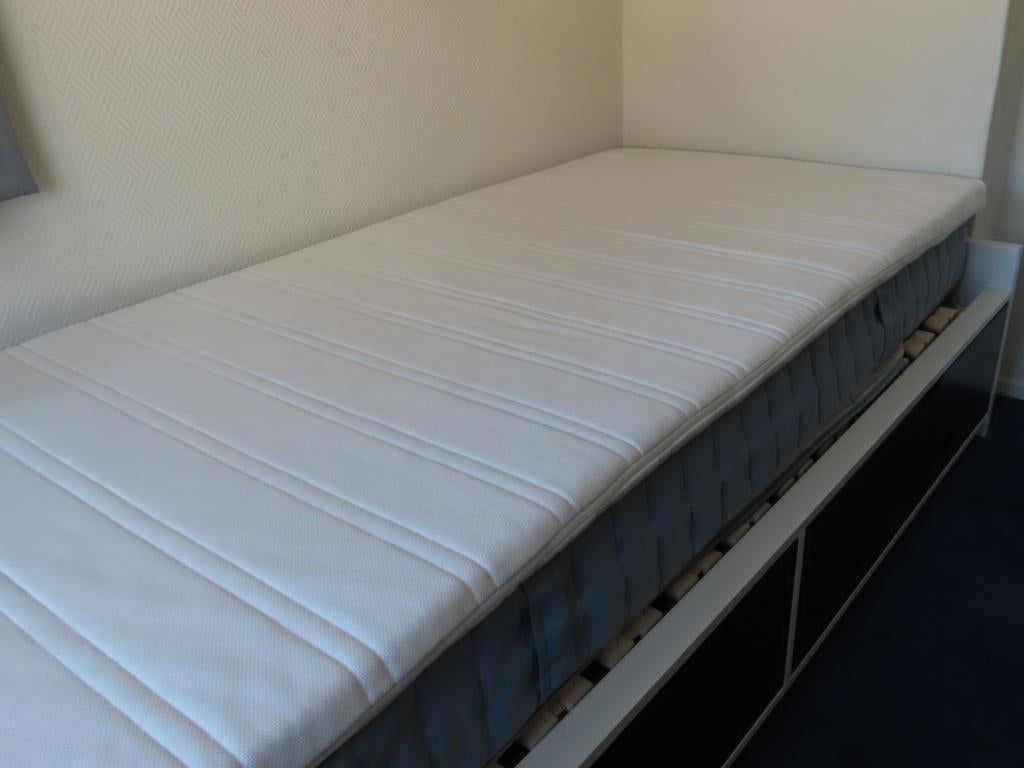 bed eenpersoons Ikea Flaxa, Ophalen, 90 cm, Eenpersoons, Wit
