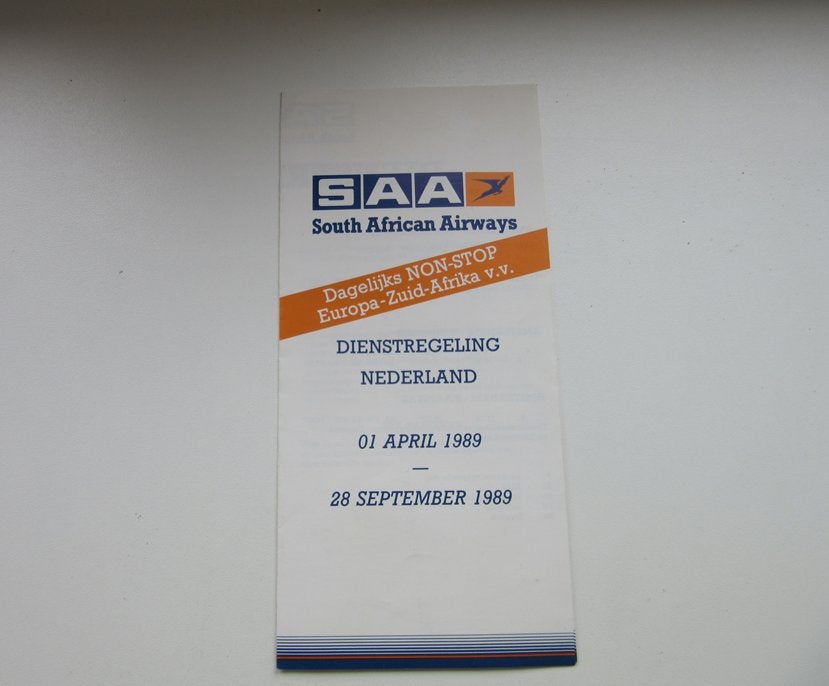 SAA dienstregeling Nederland april-sep 1989, Verzenden, Zo goed als nieuw, Overige typen