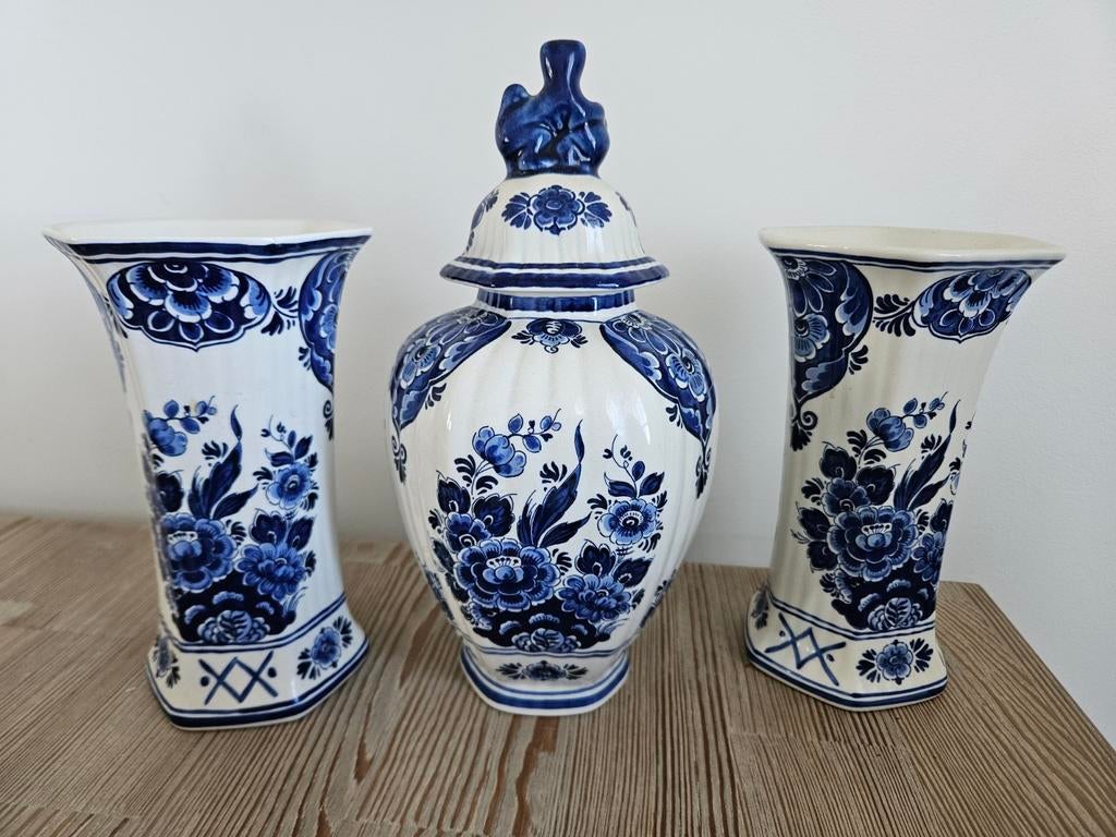 Delfts Blauw Vaas en Gemberpot Set - Handwerk, Ophalen of Verzenden