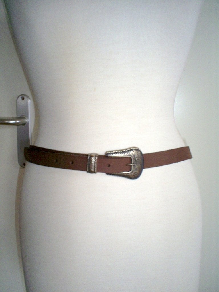 NIEUW __ bruine leren riem van COWBOYSBELT, Minder dan 3 cm, Verzenden, Tailleriem, Cowboysbelt
