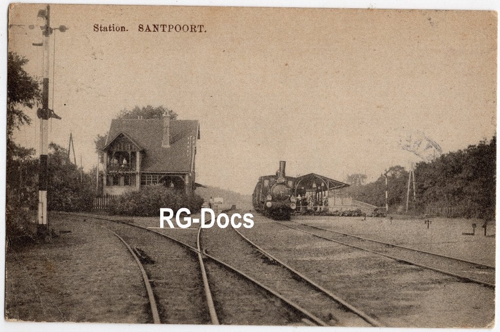 Ansichtkaart Briefkaart Trein Station Santpoort stoomtrein, Ophalen of Verzenden, Voor 1920, Gelopen, Noord-Holland