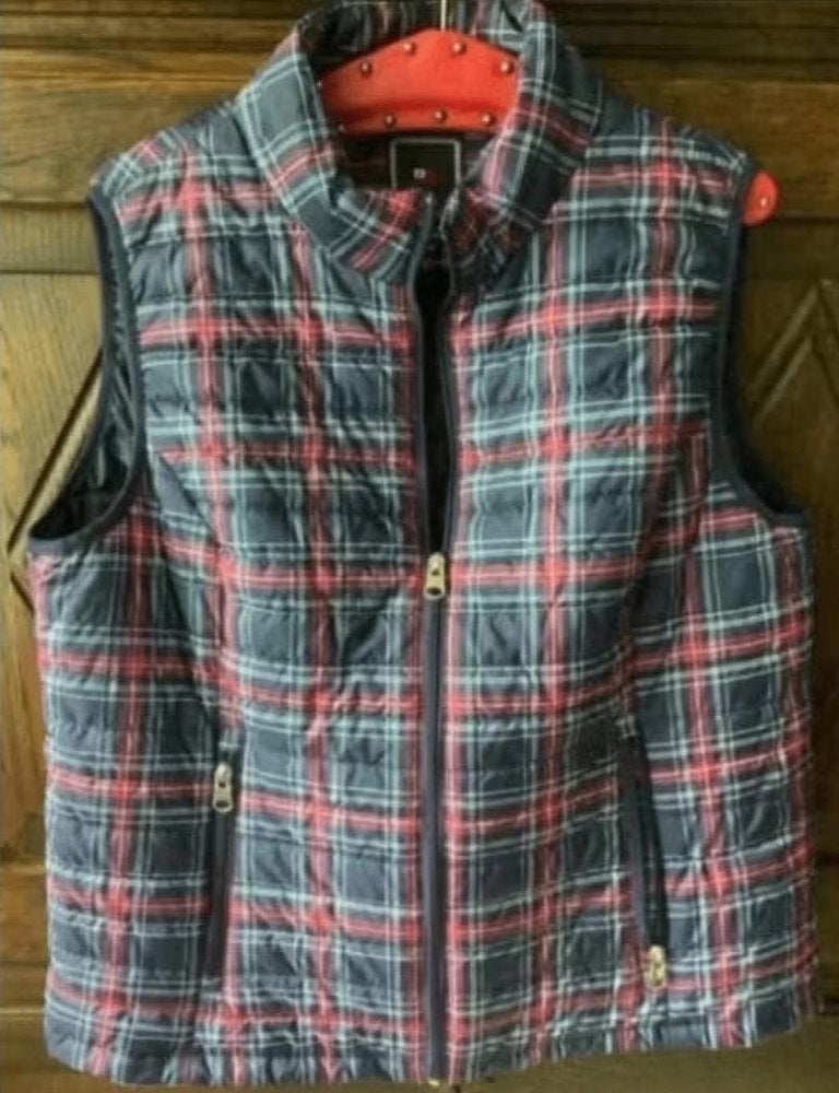 Zwart - rode geruite bodywarmer; 46; Via Cortesa, Kleding | Dames, Ophalen of Verzenden, Zo goed als nieuw, Zwart, Trui of Vest