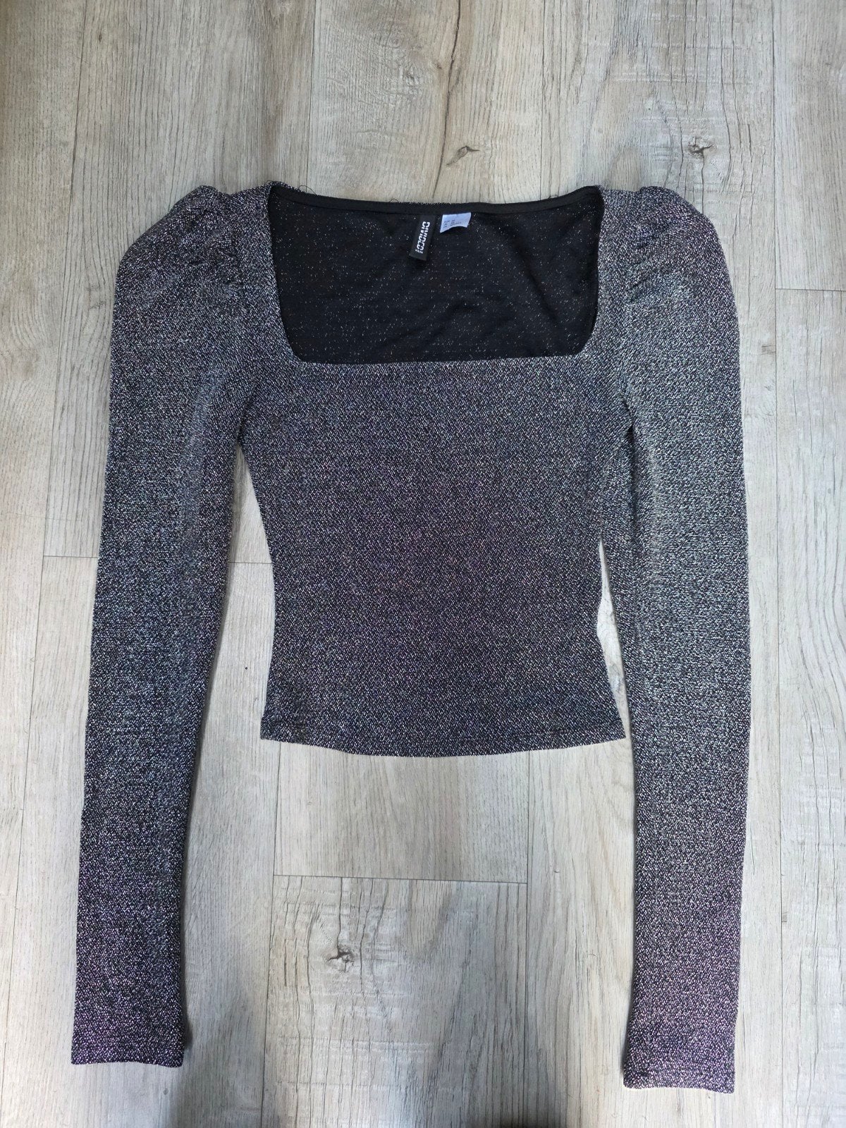 Glitter top met lange mouwen - H&M Divided - Maat XS, Kleding | Dames, Zwart, H&M Divided, Ophalen of Verzenden, Zo goed als nieuw