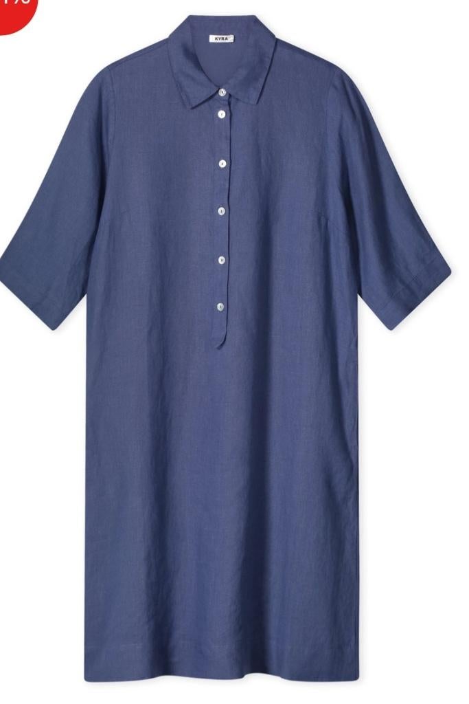 Linnen jurk Kyra maat 42 blauw, Ophalen, Blauw, Maat 42/44 (L), Zo goed als nieuw