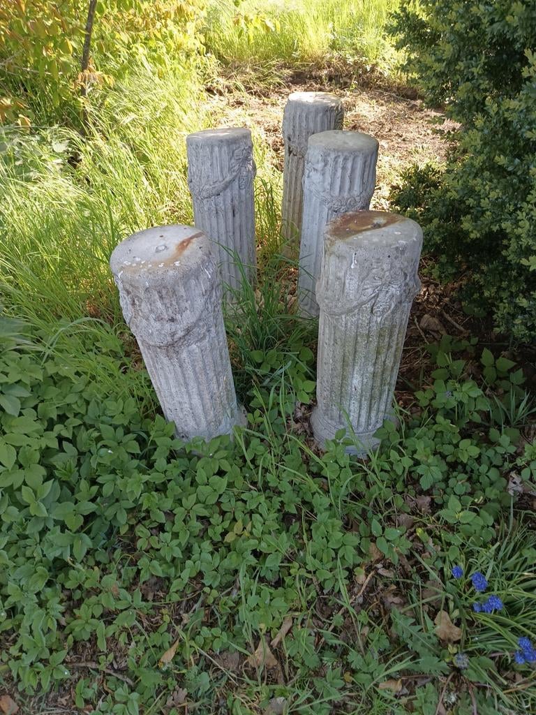 Set van 5 decoratieve betonnen zuilen voor tuin, Ophalen of Verzenden, Gebruikt