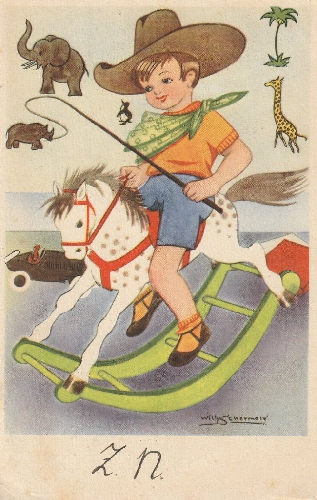 HOBBELPAARD TEKN WILLY SCHERMELE UIT 1944  MOOIE KAART KO157, Ophalen of Verzenden, 1940 tot 1960, Gelopen