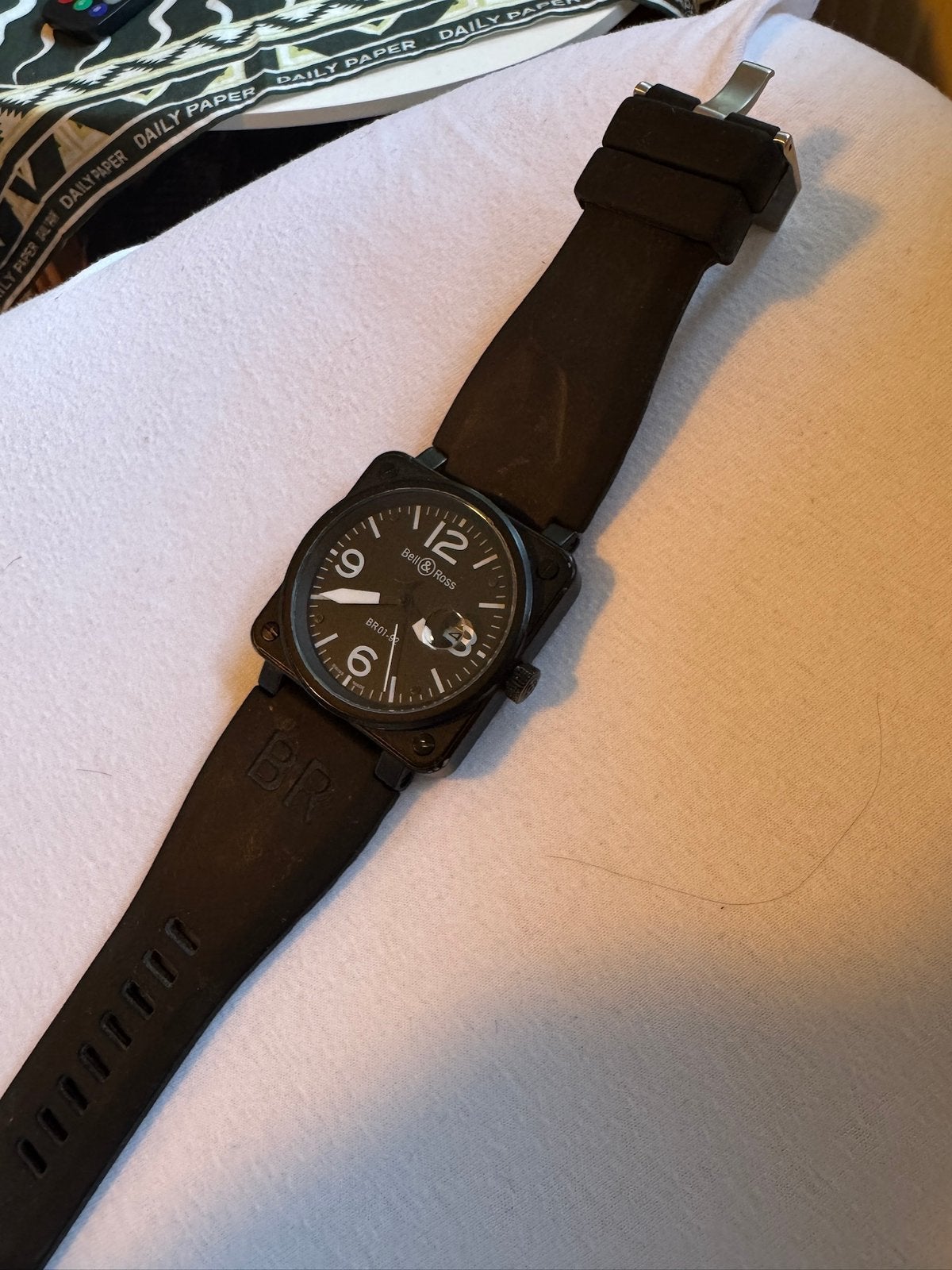 Bell & Ross horloge rubbere band zwart, Ophalen of Verzenden, Staal, Overige merken