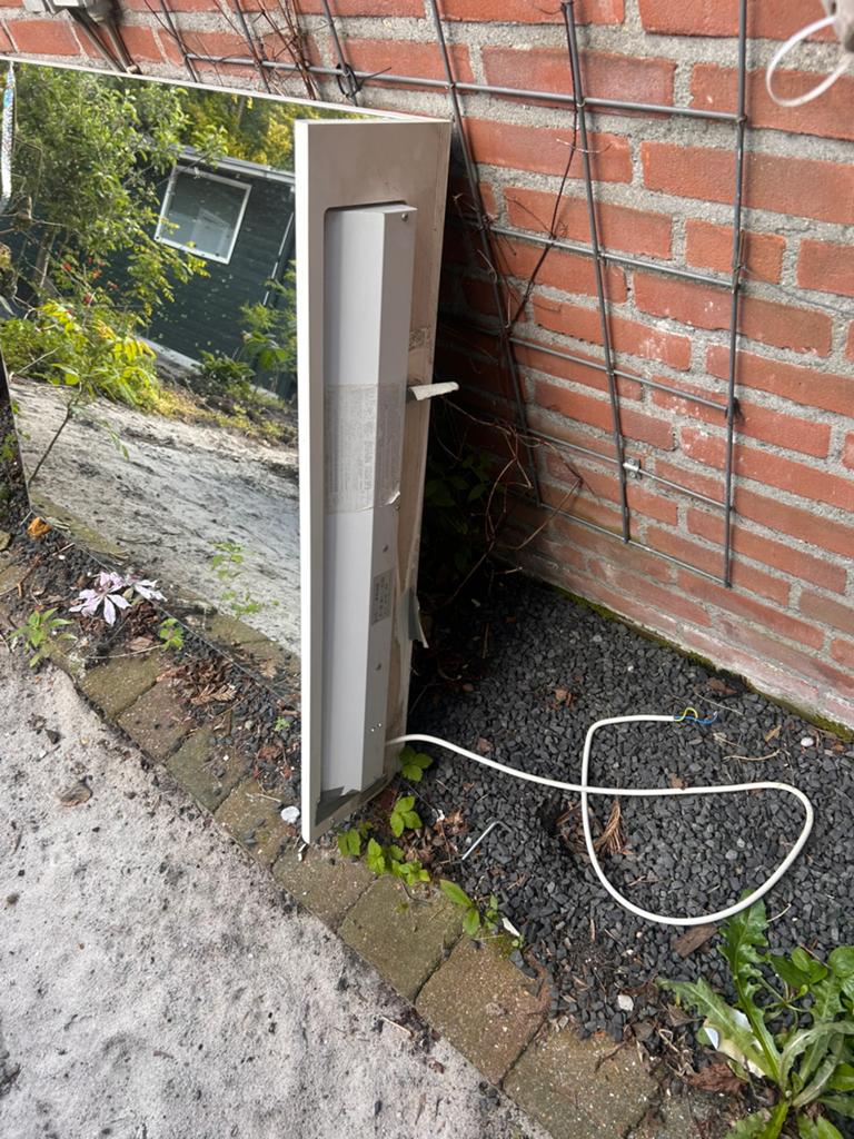 Badkamer spiegel met stopconatxt en verlichting, Ophalen, Zo goed als nieuw, Knikarmscherm