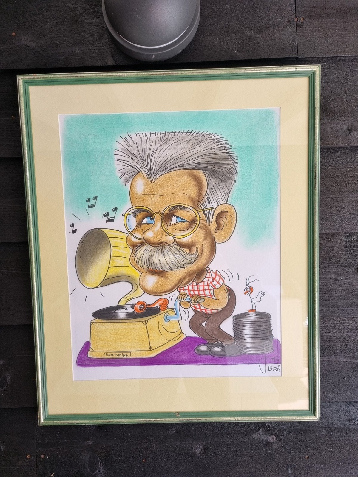 Karikatuur tekening muziek  73x60 mooi ingelijst, Ophalen