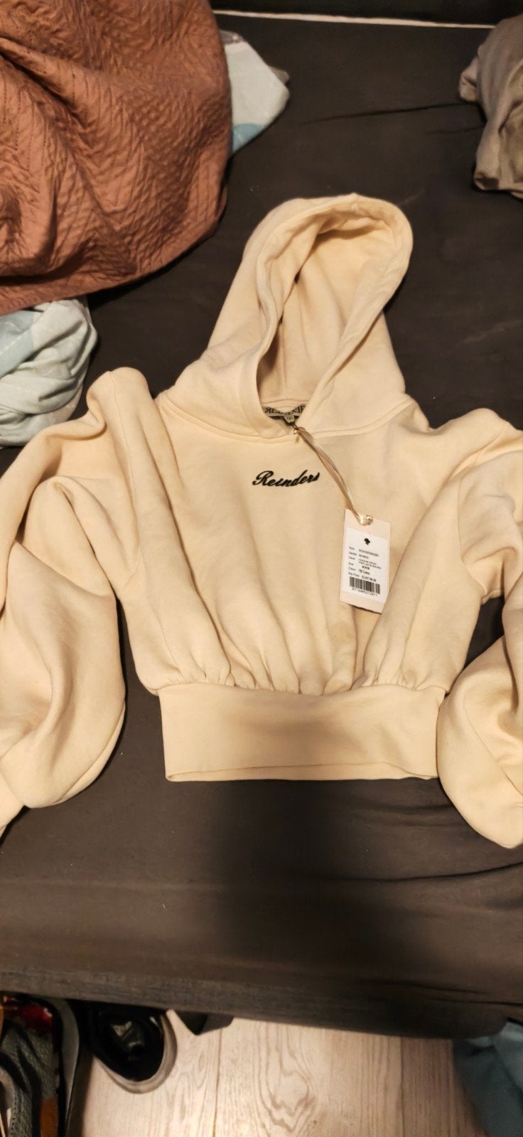 Reinders Hoodie Crop Peplum Sleeves Crème  Nieuw met kaartje, Ophalen, Reinders, Beige, Nieuw