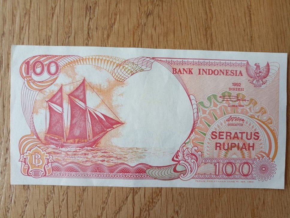 Indonesische 100 Rupiah bankbiljet 1992 - Krakatau & Pinisi, Ophalen of Verzenden, Zuidoost-Azië