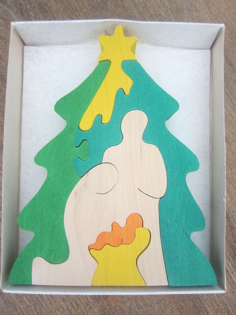 volledig houten mini kerst kribbe stal kinderke Jezus Maria, Ophalen of Verzenden, Zo goed als nieuw