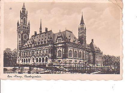 Ansichtkaart 	Den Haag	Vredespaleis, Verzenden, 1920 tot 1940, Gelopen, Zuid-Holland