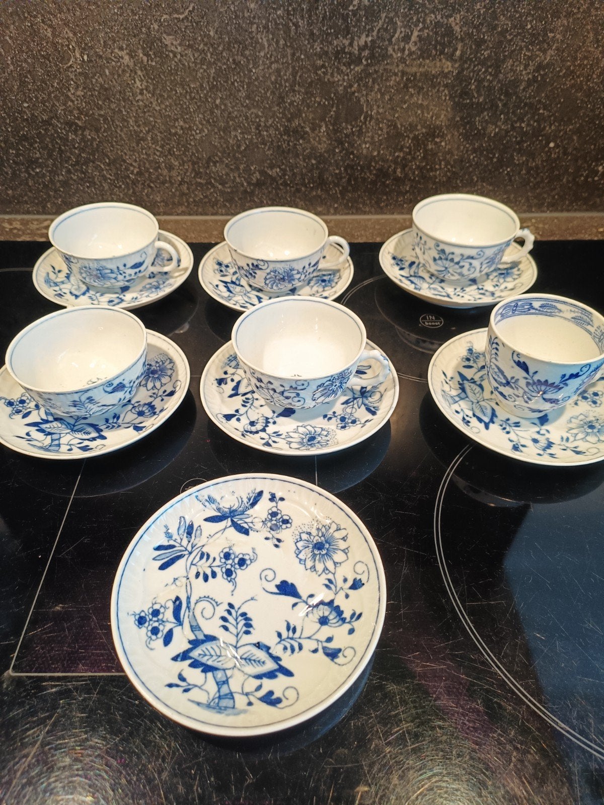 Regout Maastricht Blau Saks Kop en Schotels - 6 Stuks, Ophalen of Verzenden