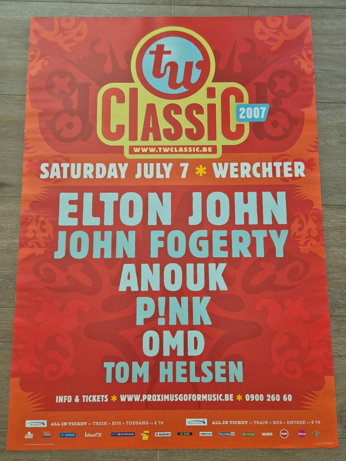 TW Classic 2007 Werchter Poster Elton John P!nk Anouk, Verzamelen, Ophalen of Verzenden, Zo goed als nieuw, Muziek