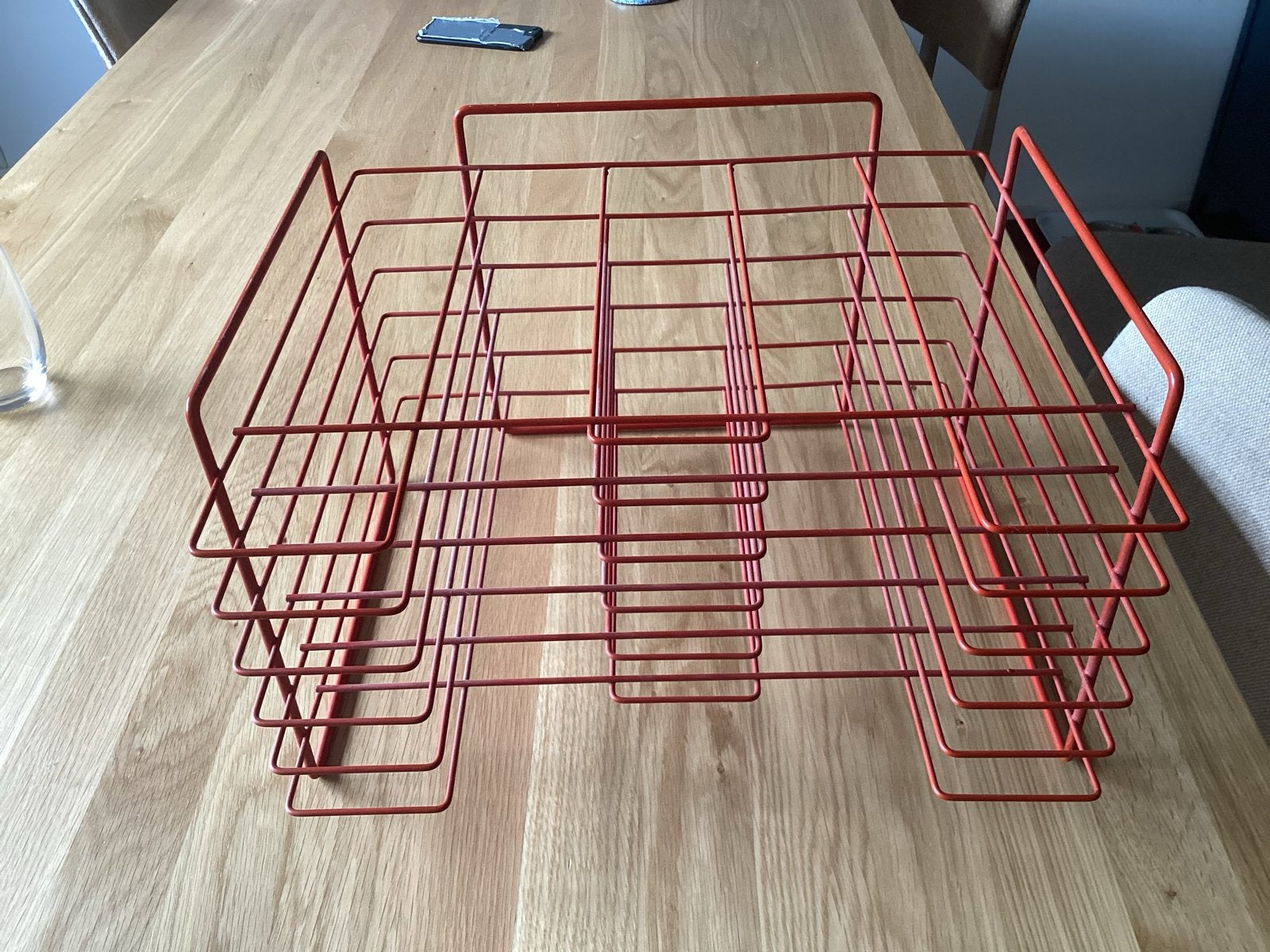 Rood draadrek opbergrek voor lp’s, Ophalen, Vintage, Zo goed als nieuw, Metaal