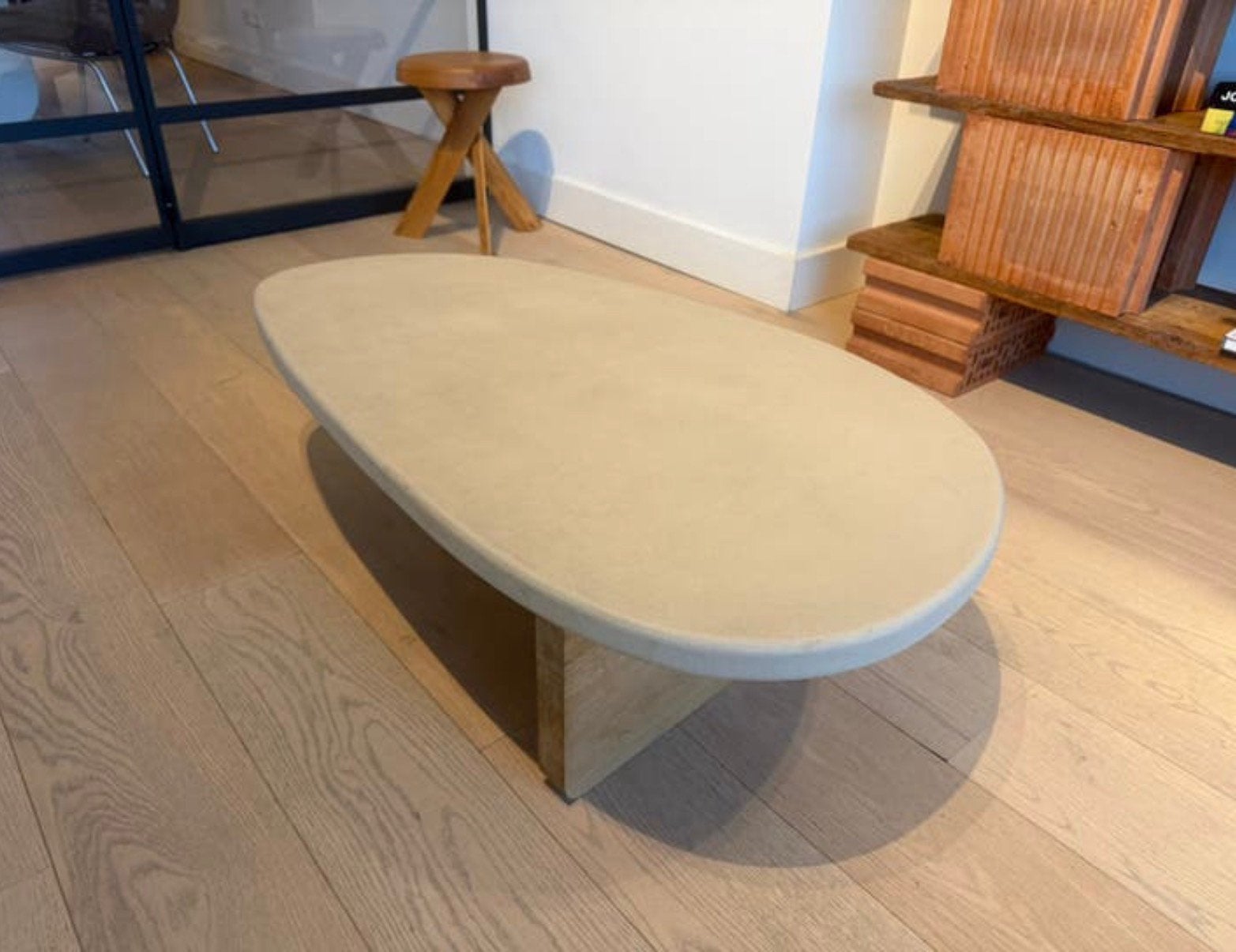 Mooie salontafel beton look organisch koffietafel, Ophalen, 100 tot 150 cm, 50 tot 100 cm, Zo goed als nieuw