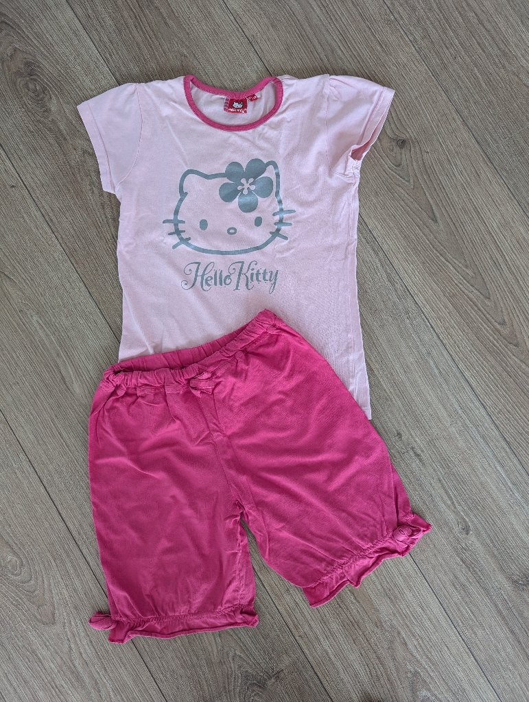 Hello Kitty roze shortama, maat 122/128, Ophalen, Gebruikt, Meisje, Nacht- of Onderkleding