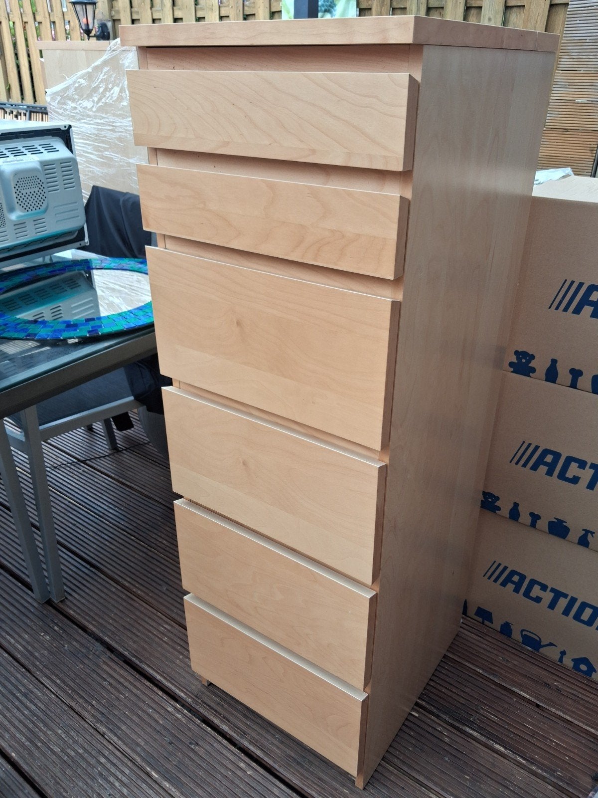 zgan ikea malm ladekast met spiegel., Ophalen, 5 laden of meer, 50 tot 100 cm, Zo goed als nieuw