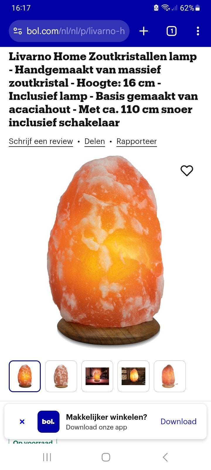 Zoutkristallamp, Bohemian, Overige merken, Natuurlijk materiaal, E14 (klein)