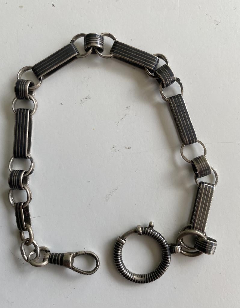 niello zilveren horlogeketting, Ophalen of Verzenden, Zilver