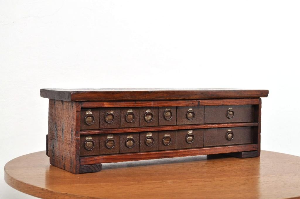Antiek horlogemakerskastje ladekastje kastje circa 1920, Minder dan 50 cm, Gebruikt, 5 laden of meer, Grenenhout