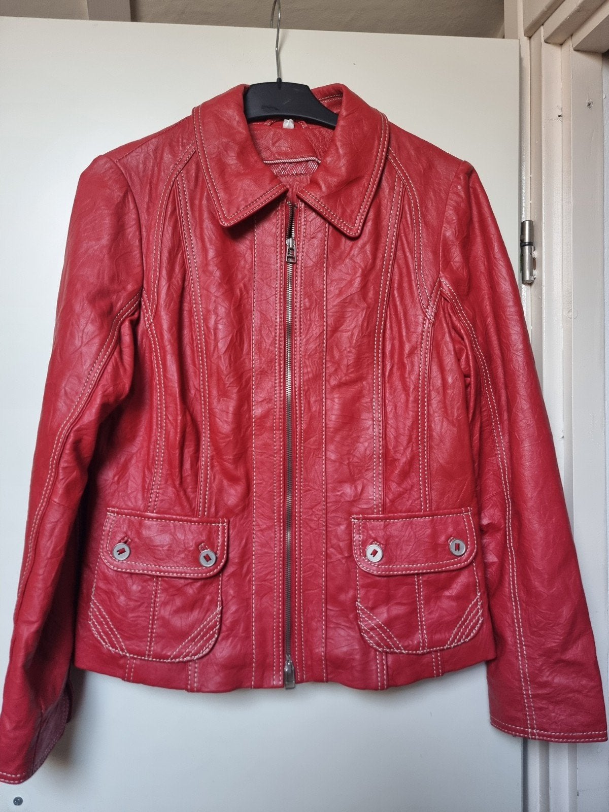 Bonita rood leren jasje maat 40, Kleding | Dames, Bonita, Zo goed als nieuw, Rood, Ophalen