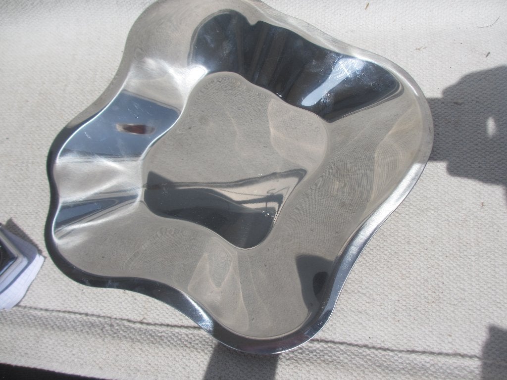 Iittala Alvar Aalto decoratieve schaal van edelstaal, Zilver, Gemerkt, Ophalen of Verzenden, Metaal