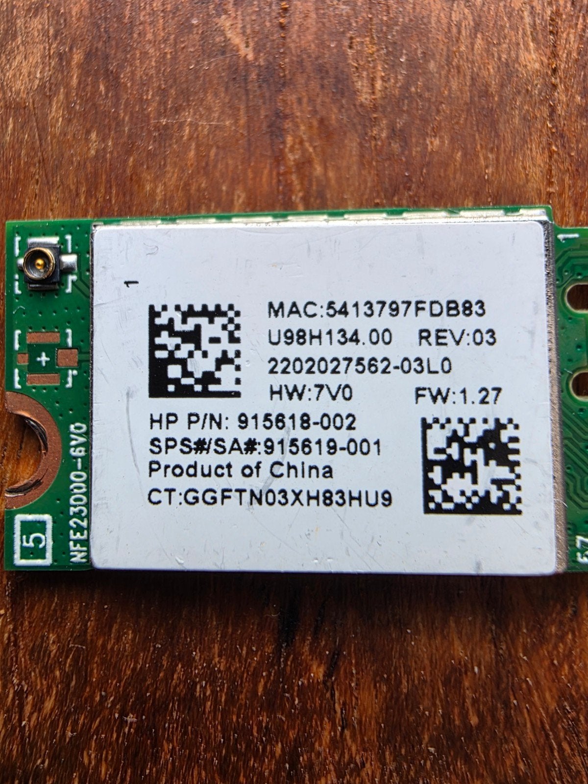 HP P/N: 915618-002 SPS#: 915619-001 WiFi-kaart, Ophalen of Verzenden, Gebruikt