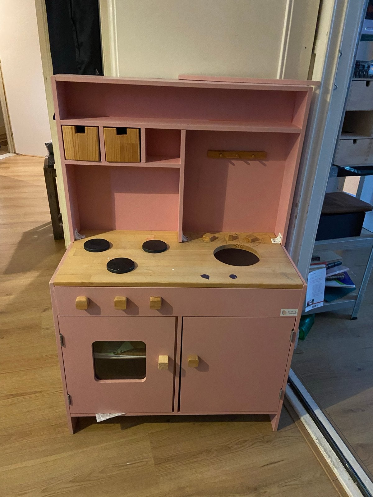 Roze houten kinderkeuken - Genruikt, Ophalen, Gebruikt, Hout, Speelkeuken