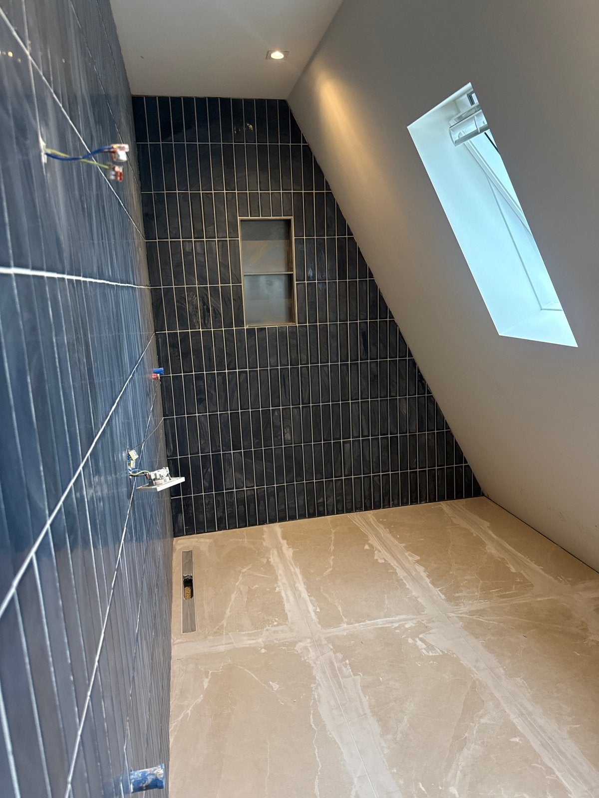 Travertin look vloertegels & Manhattan Blue Note Handvorm, Ophalen, 60 cm of meer, Zo goed als nieuw, Minder dan 5 m²